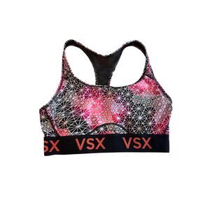 VSX Victoria's Secret Racerback Sports Bra Womens Size Medium Black Pink